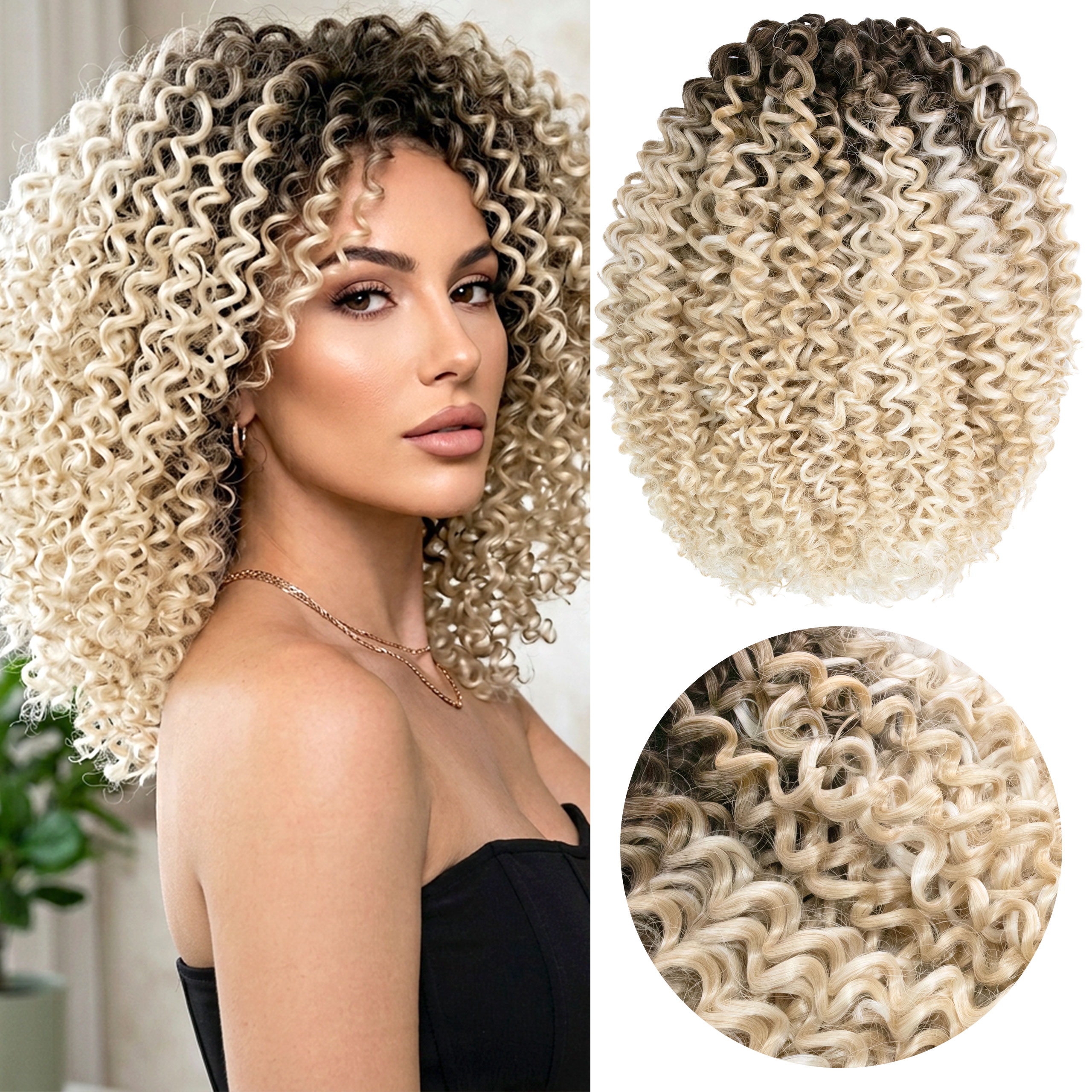 Włosy syntetyczne Afroloki Pola Pro mocny skręt 250g 30cm blond balayage