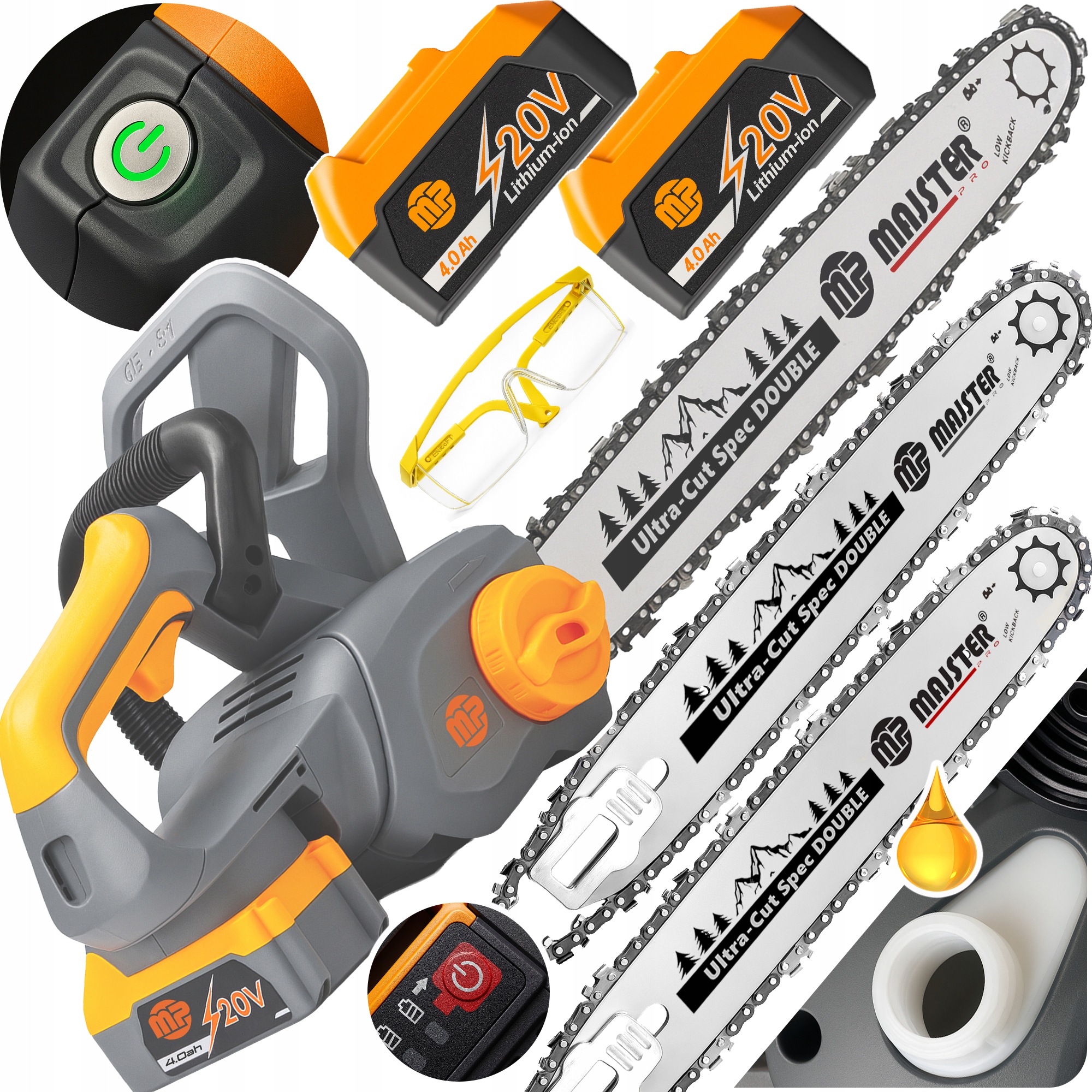 Akumulatorowa Pilarka Piła łańcuchowa elektryczna 2x4Ah Majster Pro Mp-pa