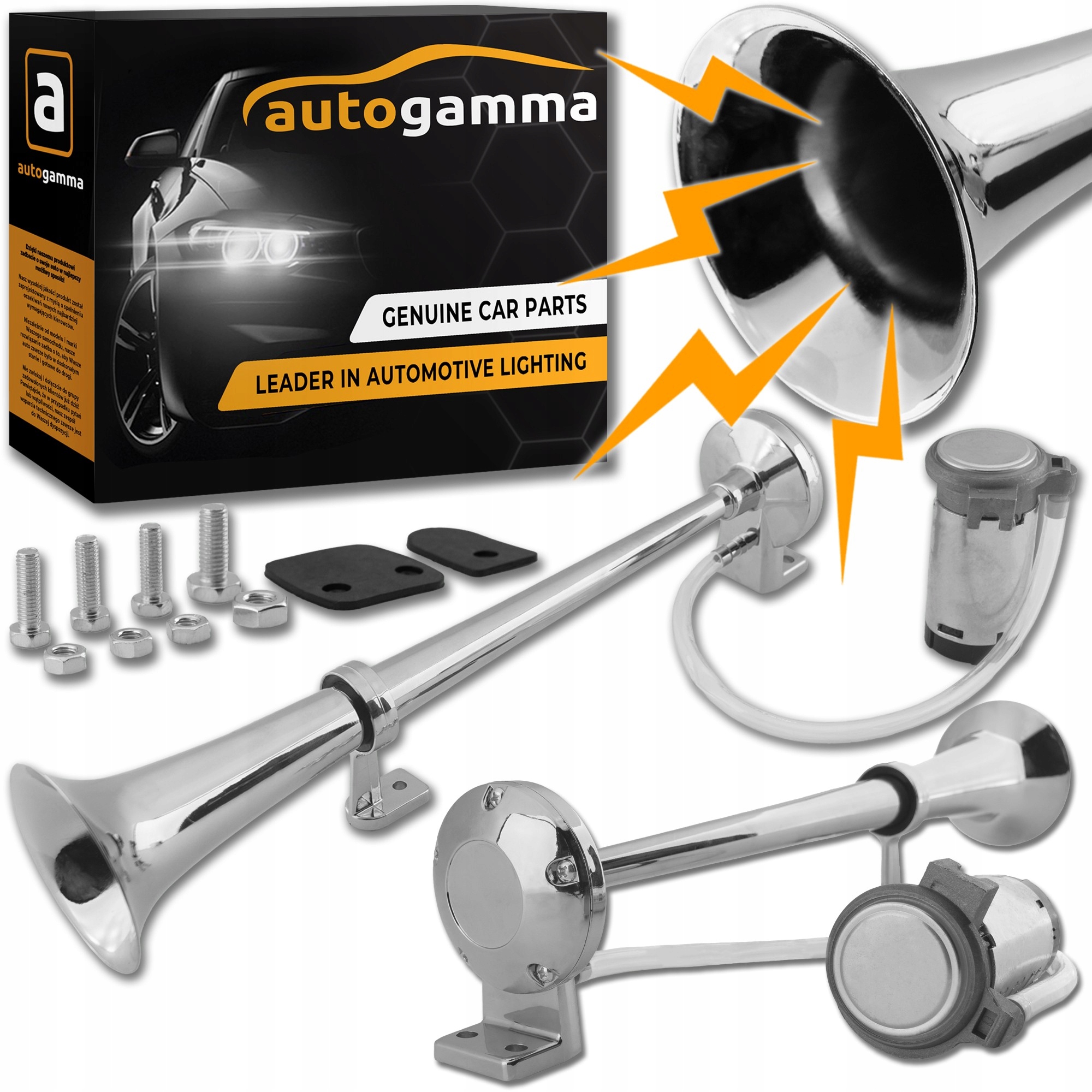 KLAKSON TIR TRĄBKA FANFARA KOMPRESOR 12V GŁOŚNA PNEUMATYCZNA 150dB CHROM