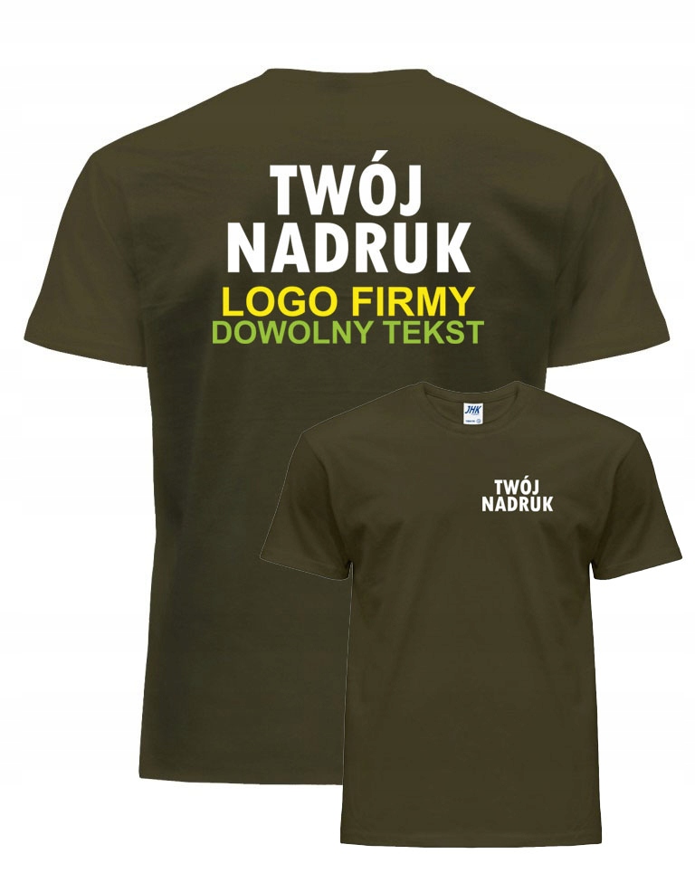 

Koszulka khaki z nadrukiem Logo Tekst Napis L