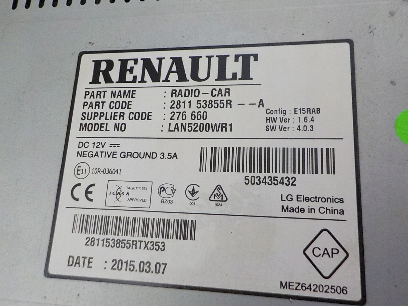DACIA SANDERO e RADIO navigazione originale 281153855R