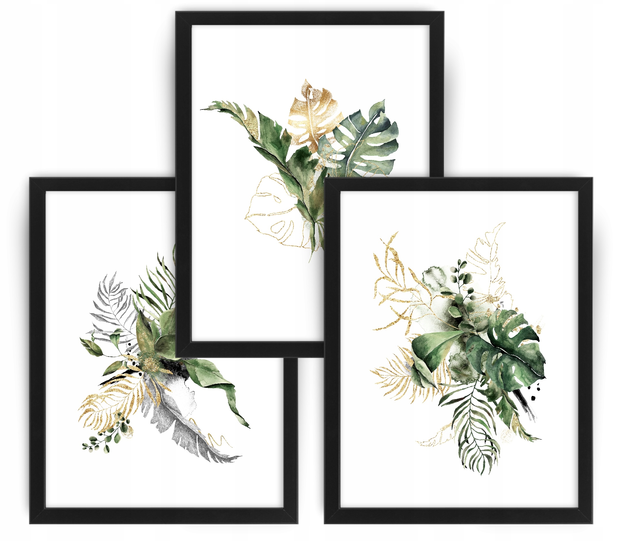 Monstera akvarel Sada 3 obrazů 33x43 rám ikea #98