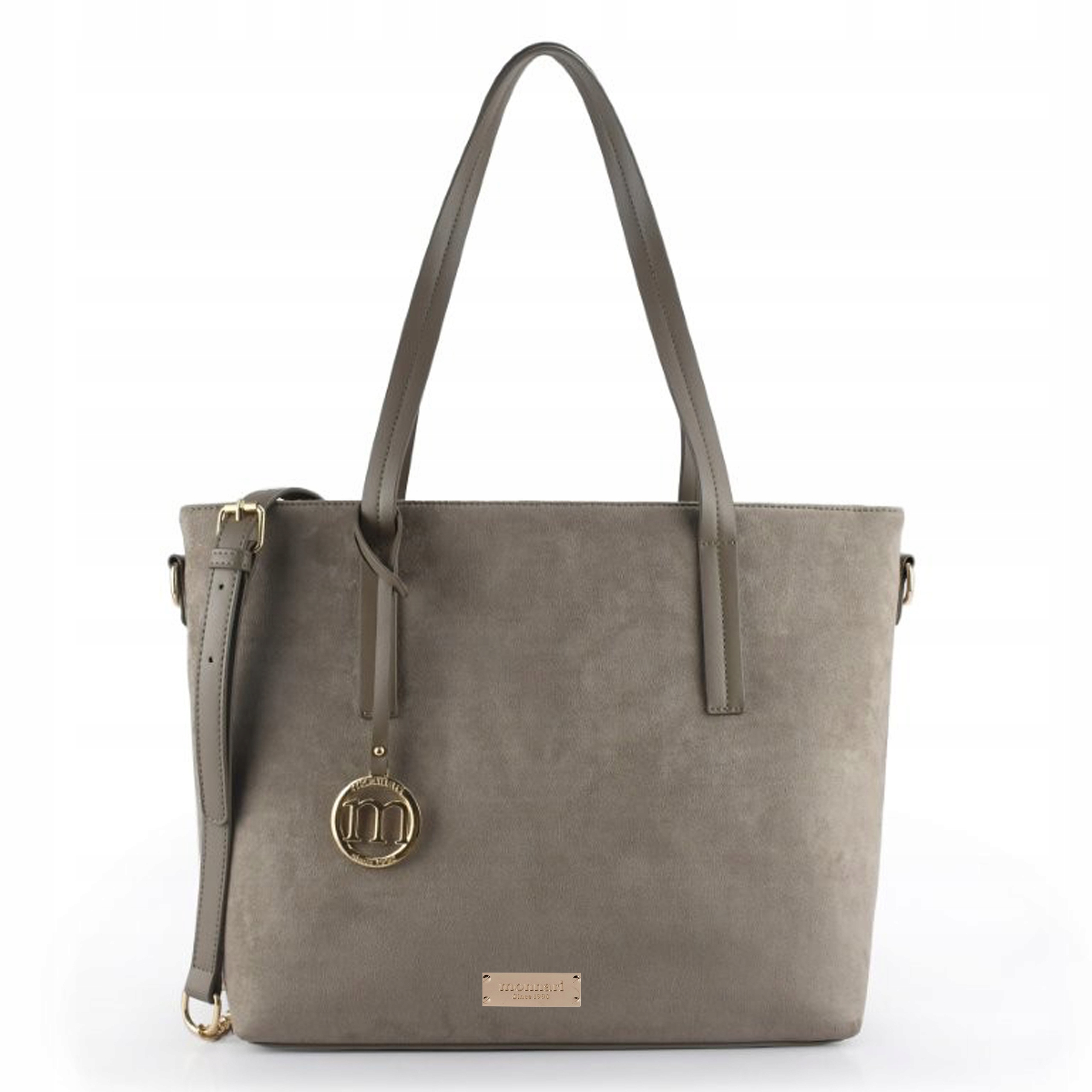 Torebka Damska Monnari Shopper Torba Zamszowa Aktówka Nubuk szara