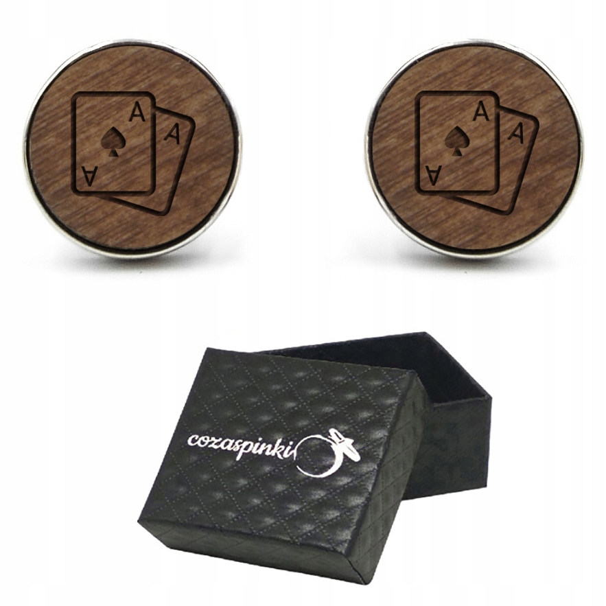 

Spinki do mankietów koszuli z grawerem karty Asy