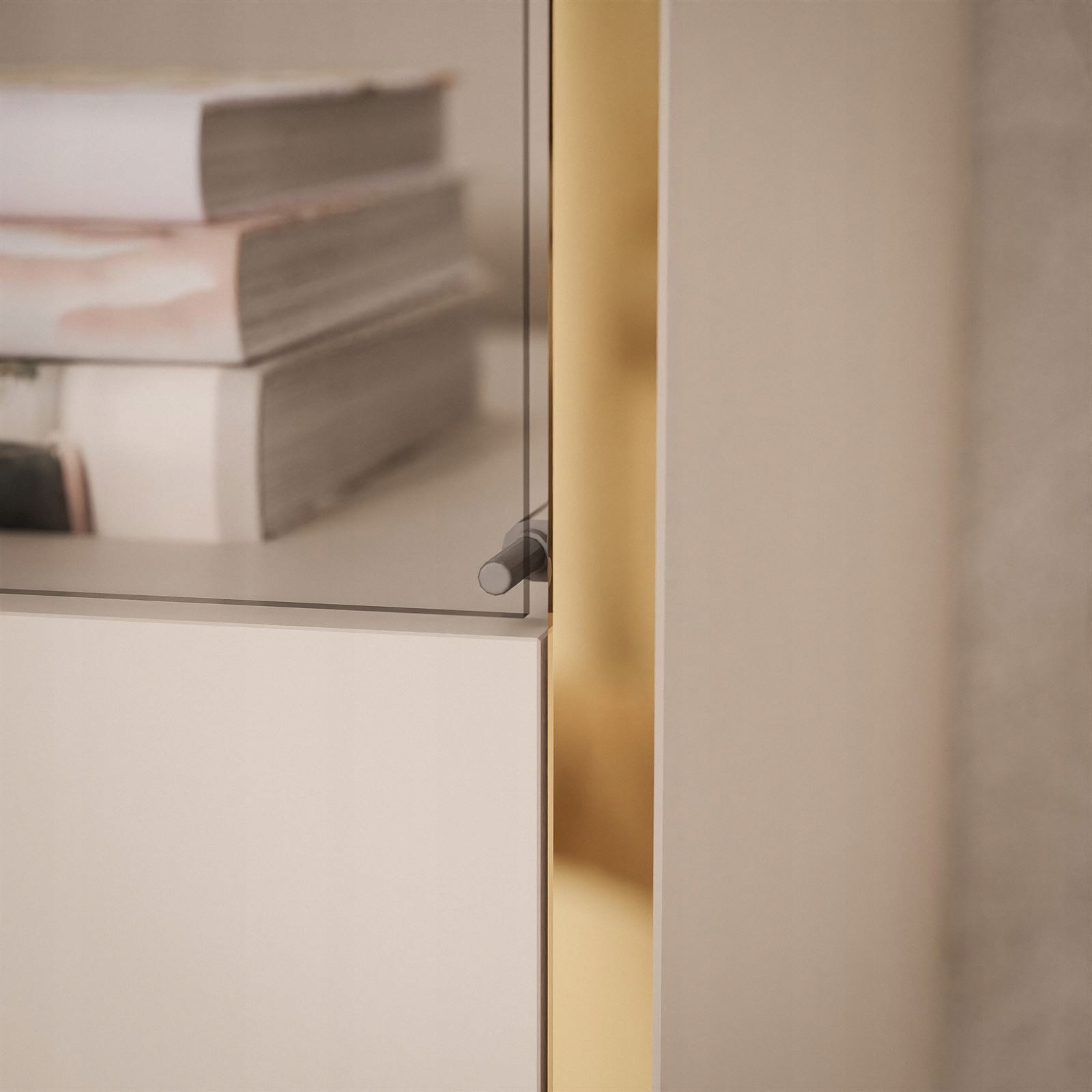 Witryna AURORA KASZMIR z oświetleniem LED na nogach złotych onyx Szerokość mebla 45 cm