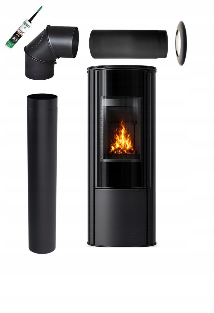 Piec Kratki Koza Kratki Ab Enyo R 5,5 kW Black kominek zestaw montażowy eko
