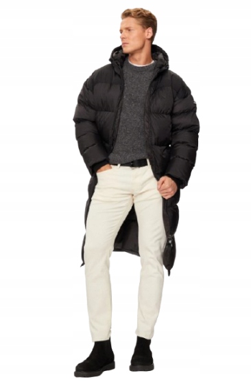 Schott Nyc Dlouhý Péřový Kabát S Kapucí Černý Casual M J7D