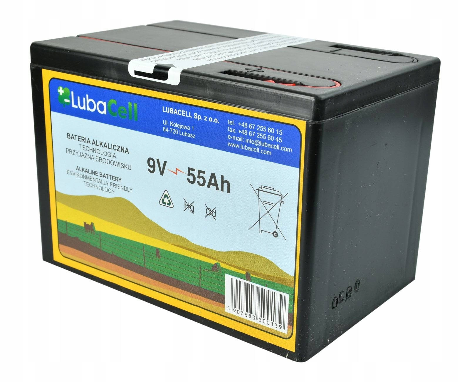 Bateria alkaliczna do elektryzatora, 9 V, 55 Ah, Lubacell Pojemność 55 Ah