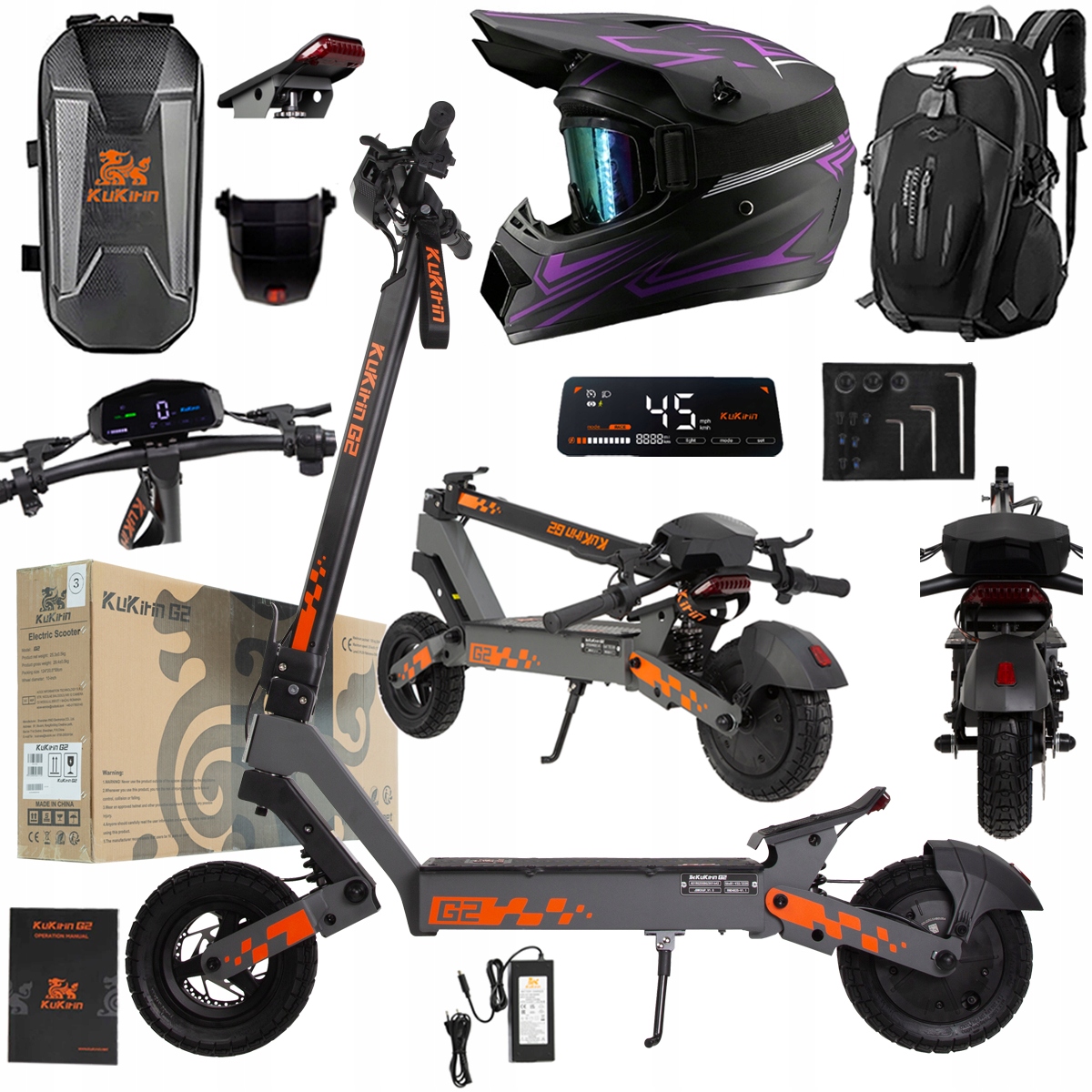 Kukirin G2 2026 Nové skládací elektrické vozidlo 1200W 45KM/H 15Ah 48V 10"