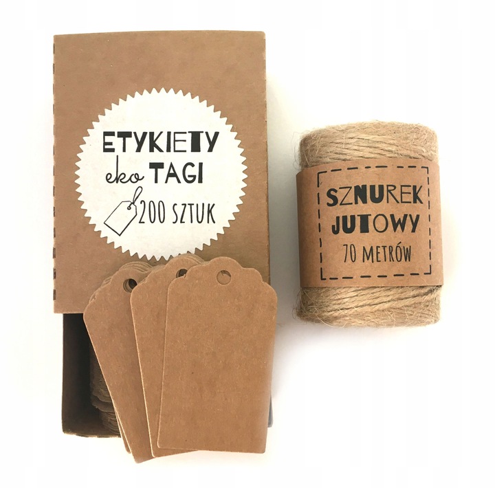 

200szt Ekologiczne etykiety kraft Matchbox sznurek
