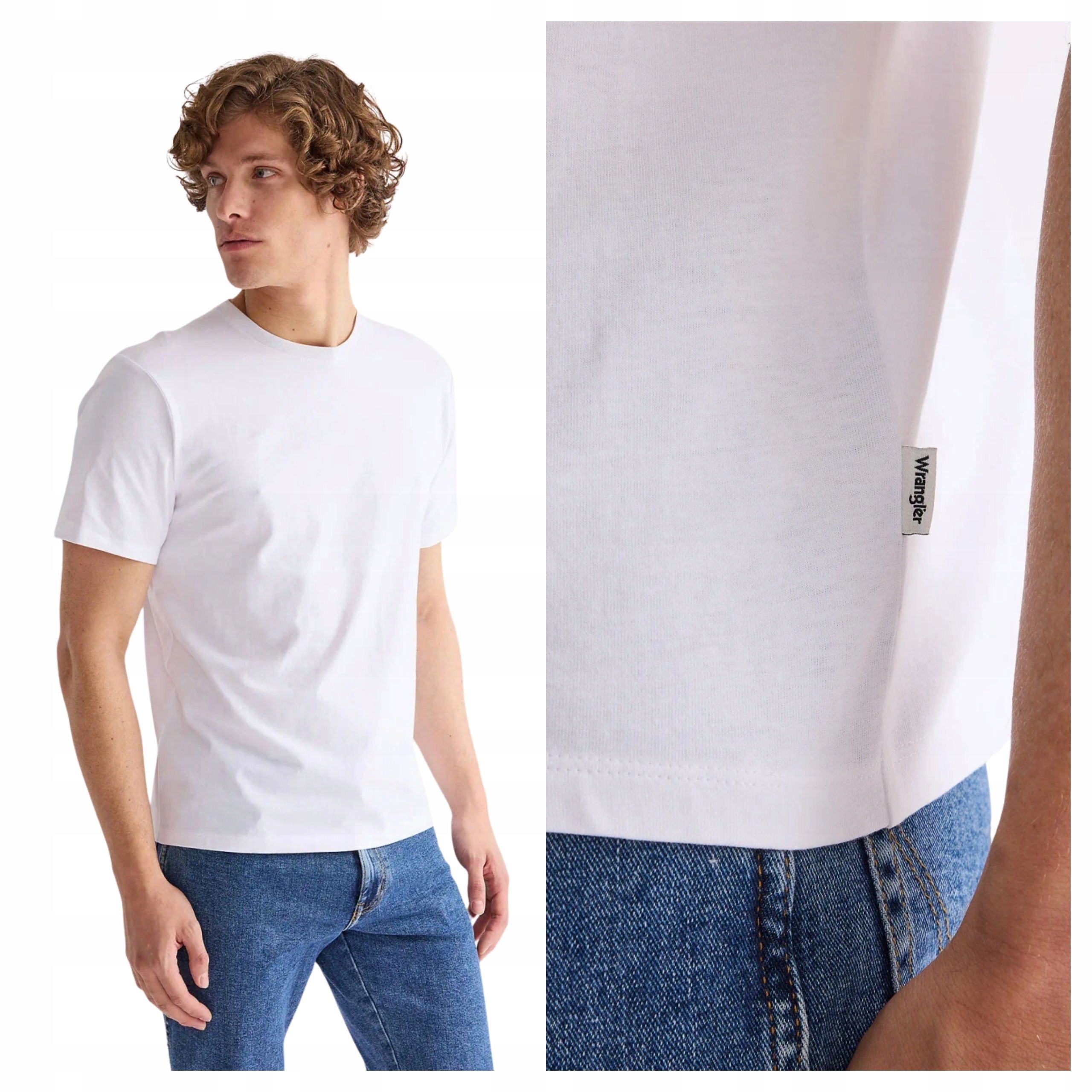 3PAK Pánské tričko Wrangler Tee Bílé bavlněné klasické XXL