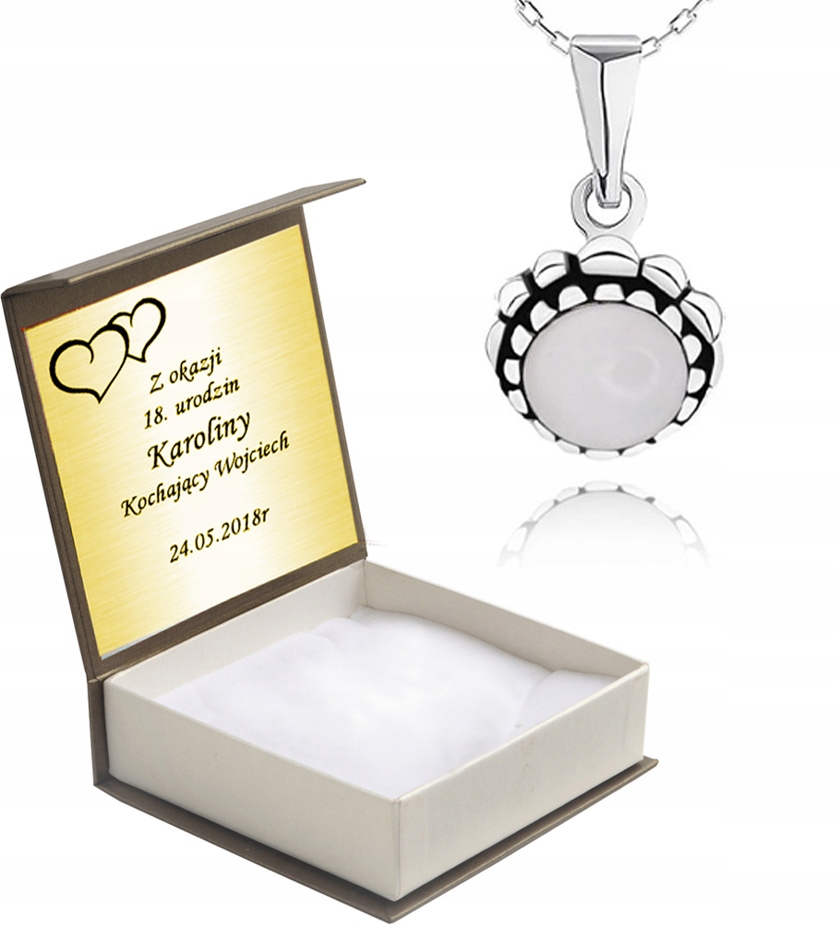 

Wisiorek Z Białym Kamieniem I Łańcuszek + Grawer