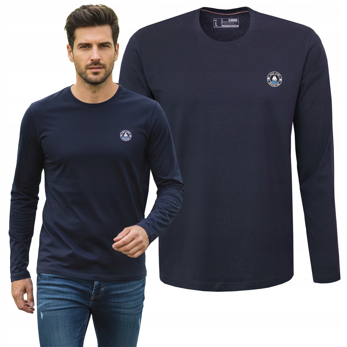 Longsleeve pánské tričko s dlouhým rukávem bavlněné Ted tmavě modré, velikost M