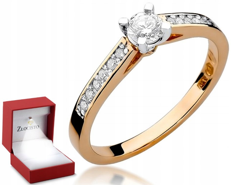 Prstýnek z růžového zlata Brilianty Gravírování 585