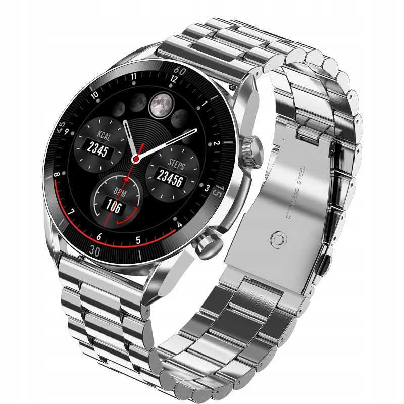 SMARTWATCH GARETT V10 SREBRNY STALOWY