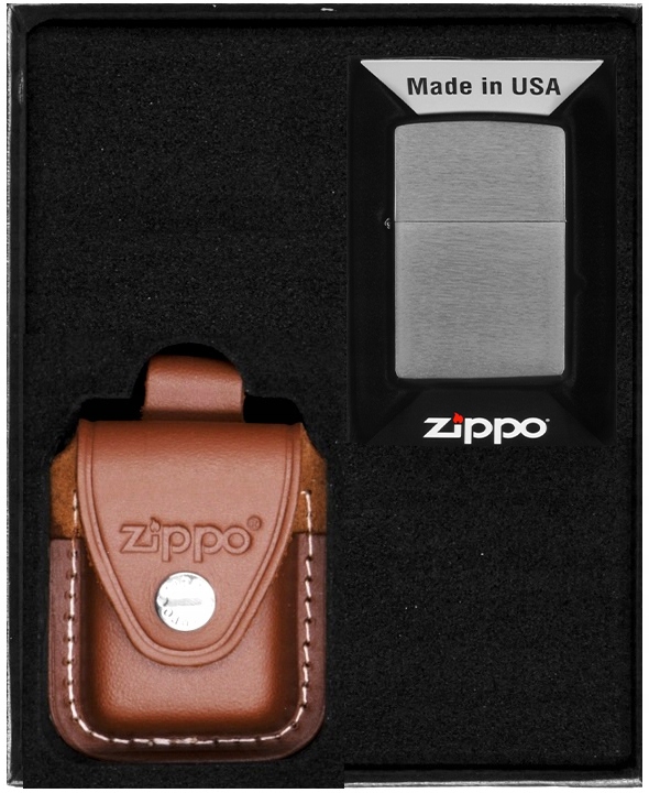 Sada Zippo Zapalovač Brushed Chrome Dárkový No4