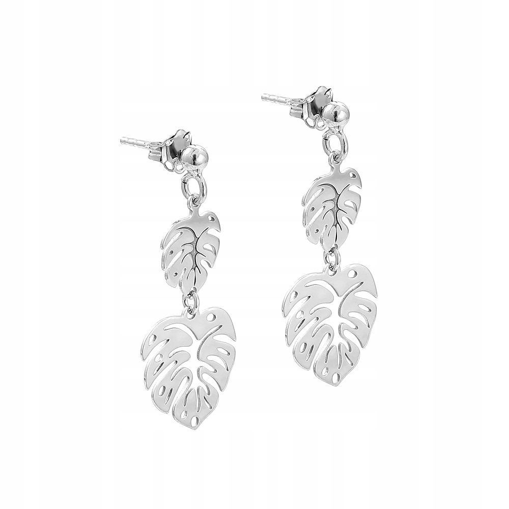 Stříbrné náušnice Ag925 rhodiované listy Monstery PW0150923ER