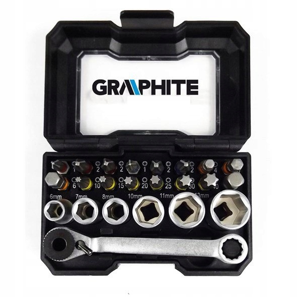 ZESTAW BITÓW I NASADEK 24 SZT + GRZECHOTKA