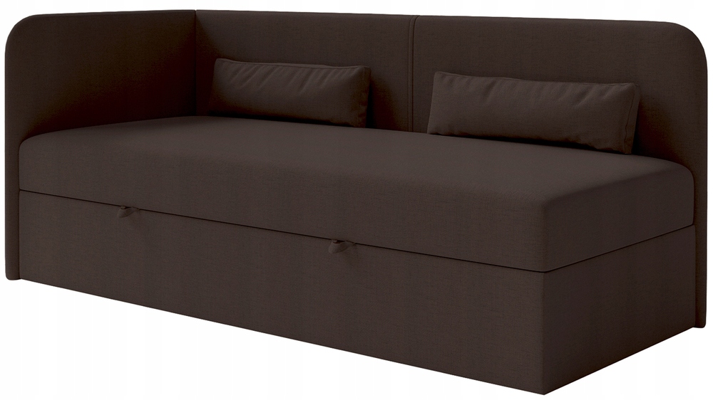 Postel pro mláděž 90x200 cm Calmmo kontejner tmavě hnědá šenilová levá