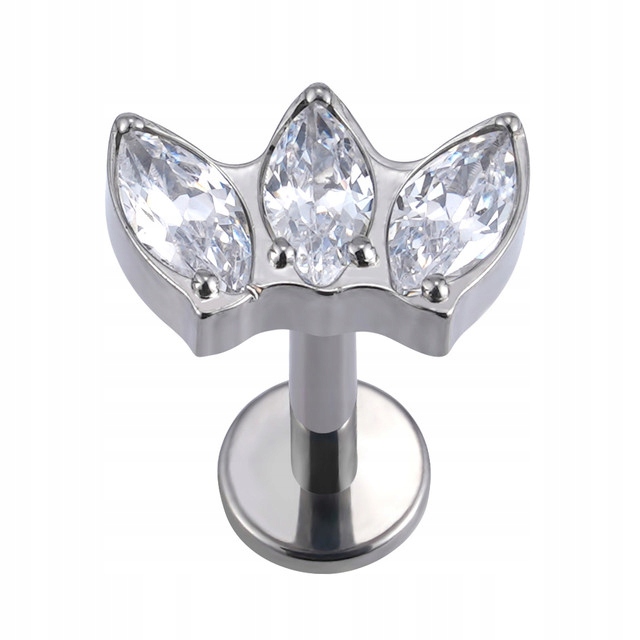 

Tytanowy labret ozdobny białe cyrkonie 1,2/8