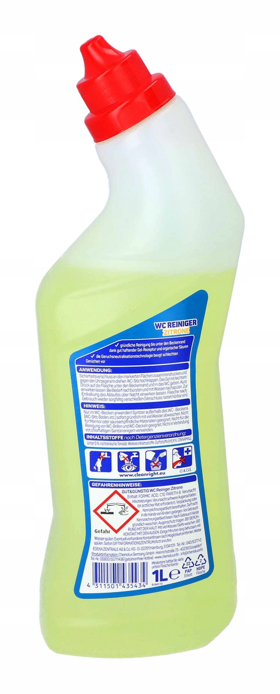 Niemiecki Żel do WC G&G Reiniger Zitrone 1L Waga 1 kg