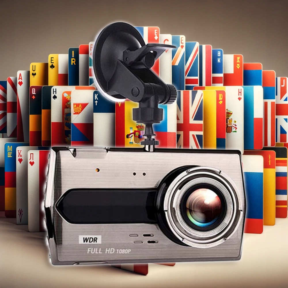 KAMERA DO SAMOCHODU REJESTRATOR JAZDY PRZÓD i TYŁ WIDEO REJESTRATOR Menu PL Kąt widzenia 170°