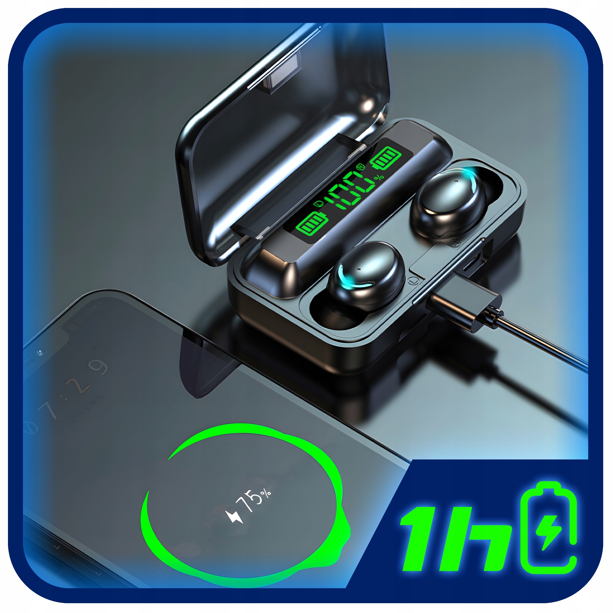 SŁUCHAWKI BEZPRZEWODOWE BLUETOOTH 5.1 F9 - PRO MODEL 2023 TWS + POWERBANK Kod producenta SŁUCHAWKI F9 BEZPRZEWODOWE DOUSZNE BLUETOOTH