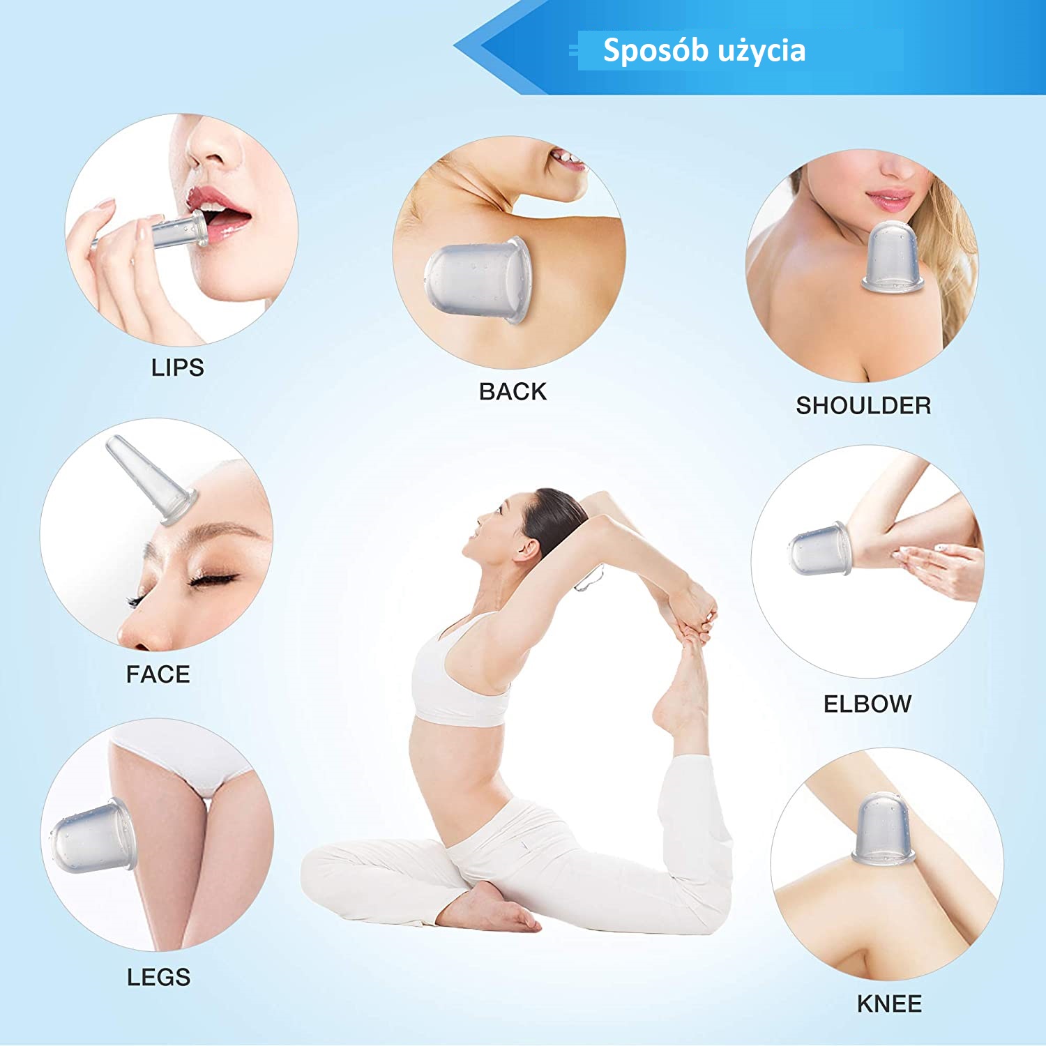 Bańki Chińskie Silikonowe Masaż Ciała Twarzy 7szt Model Body Cups
