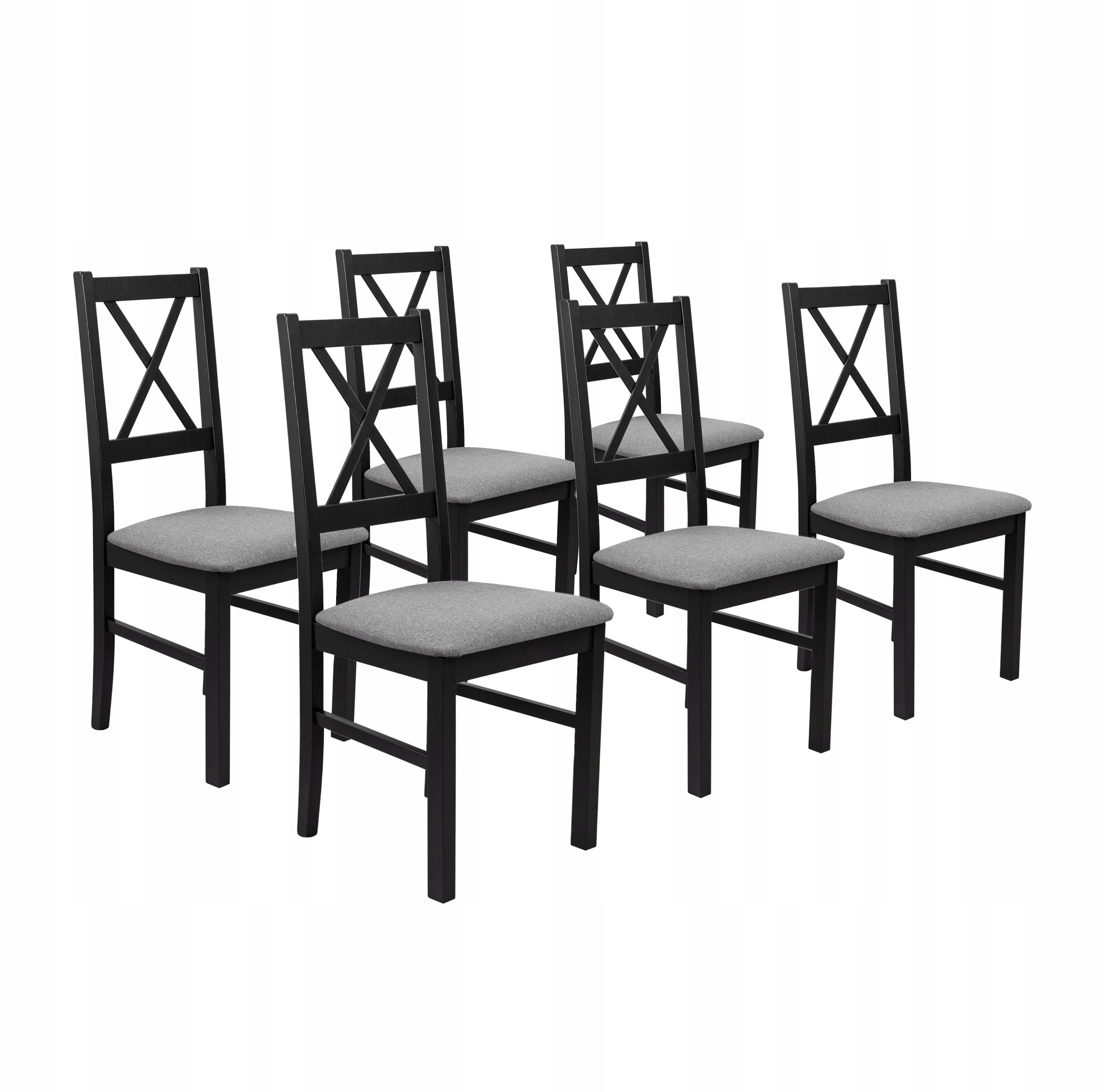 Sada 6 x Čalouněná židle do obývacího pokoje Kuchyňská jídelna NIL10 Černá/Šedá