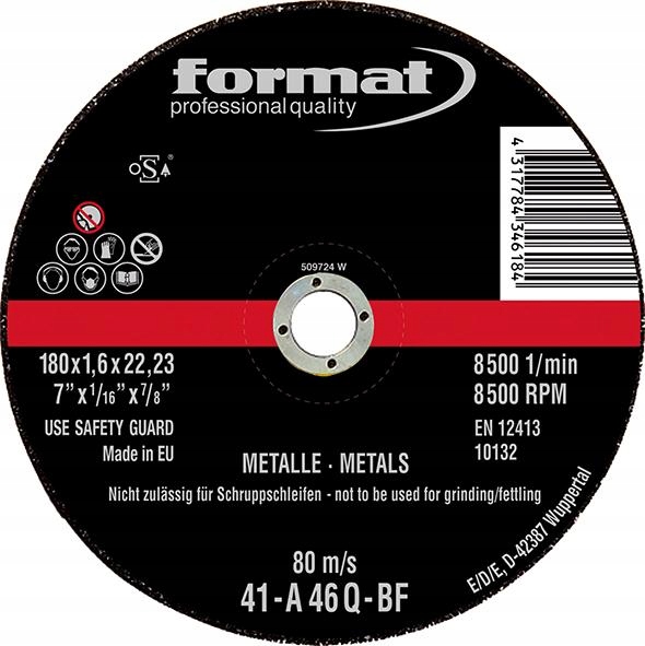 

Tarcza do cięcia stali metalu 125x1x22,23mm Format