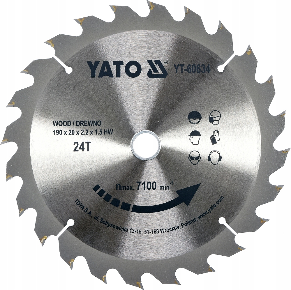 

Tarcza Widiowa Do Drewna 190x20mm 24 Zęby Yato