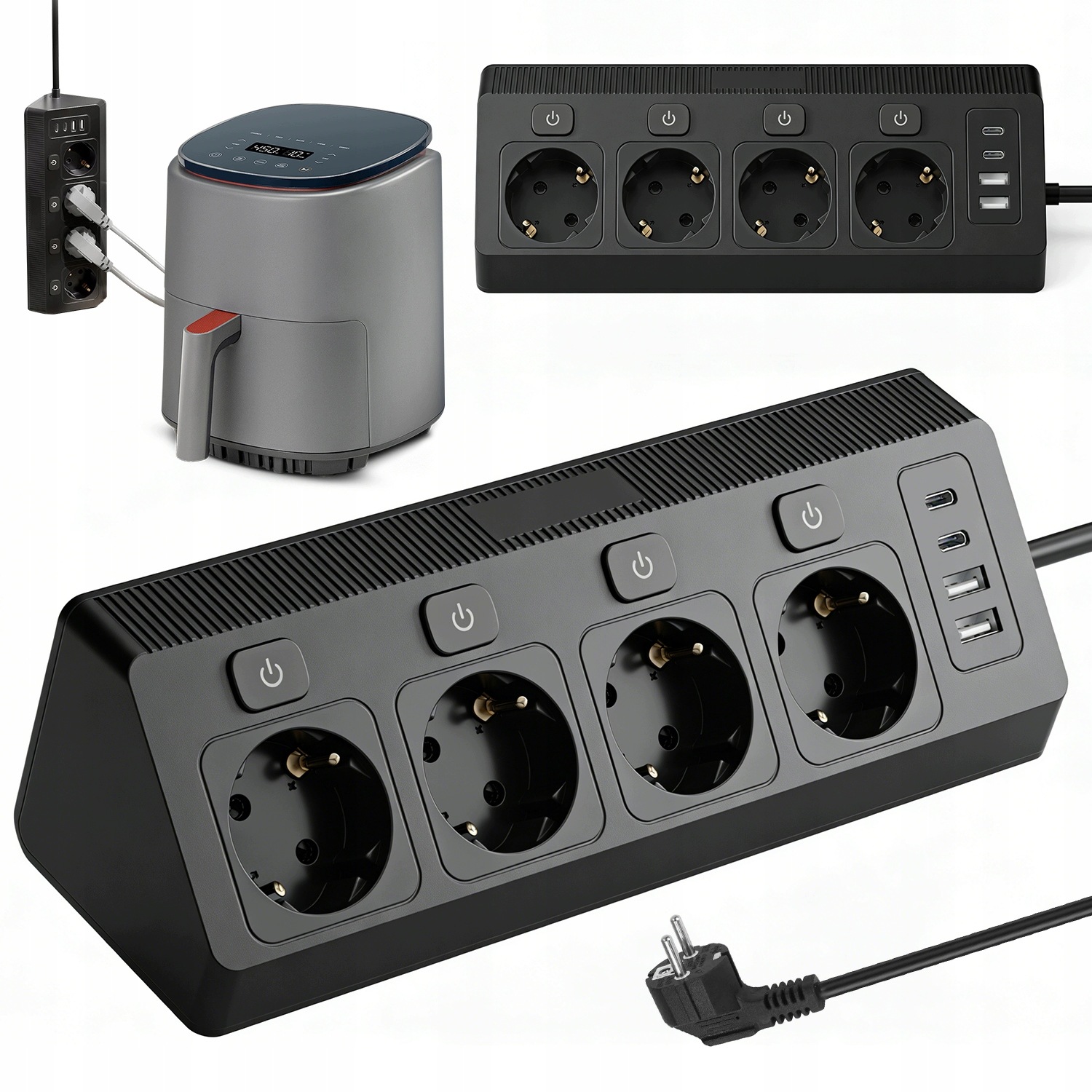Zásuvková Lišta Se 4 Zásuvkami Pro Obývací/kancelářský Pokoj 2 Typu C 2 Usb A