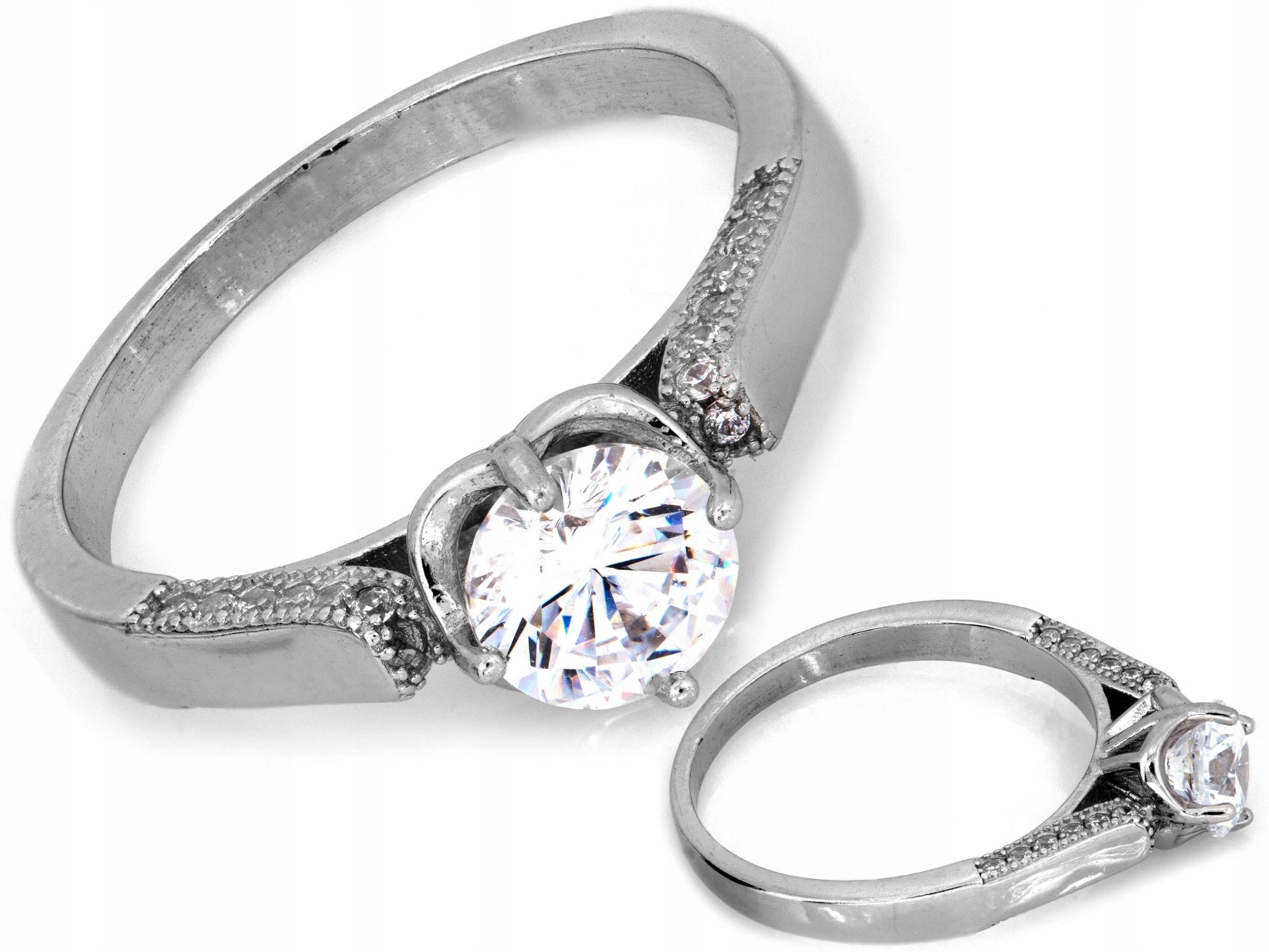 Prstýnek 925 s velkým bílým očkem 3.58 g a zirkonem r19 dárek