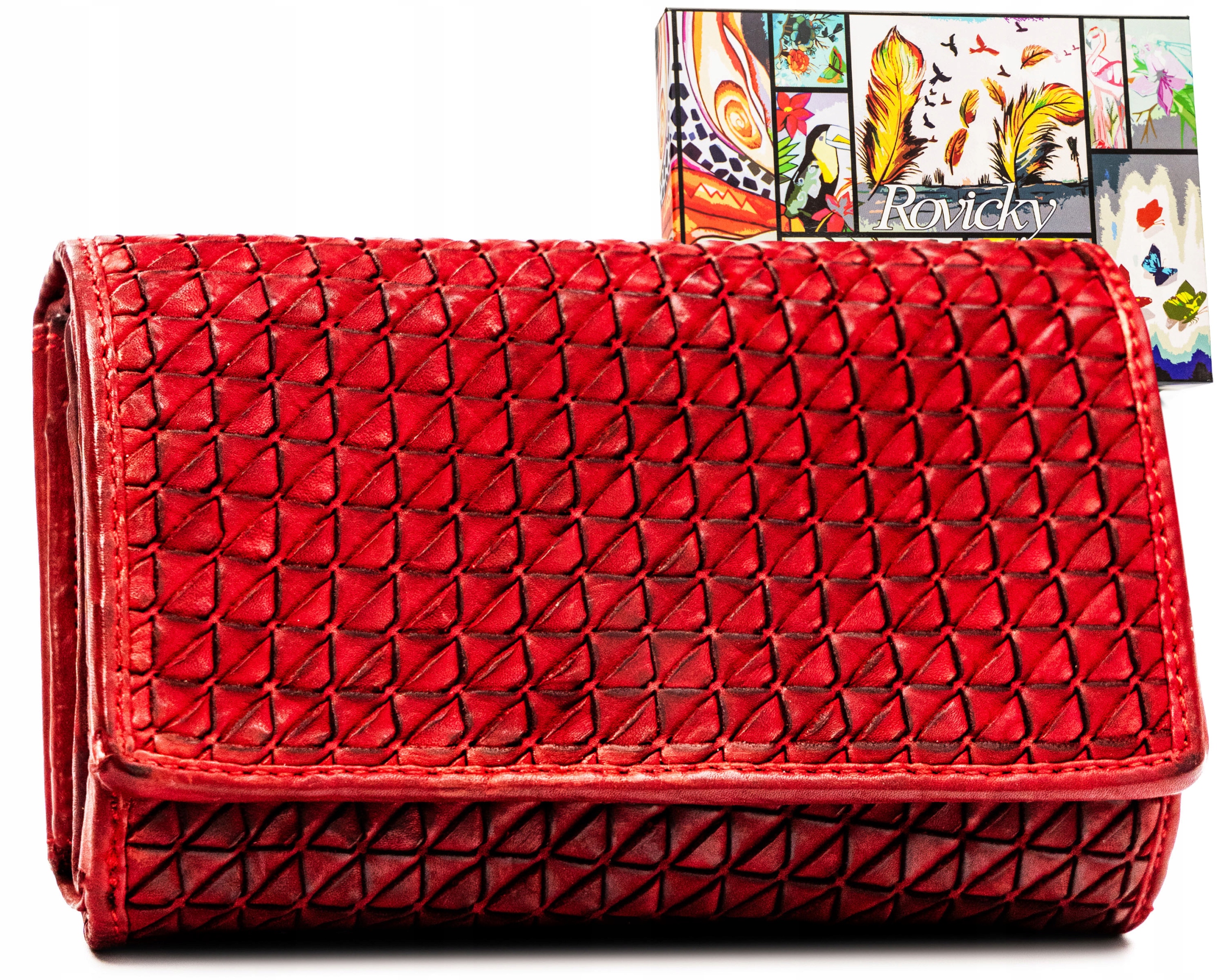 Dárková dámská peněženka Rovicky z přírodní kůže s 3D vzorem a Rfid
