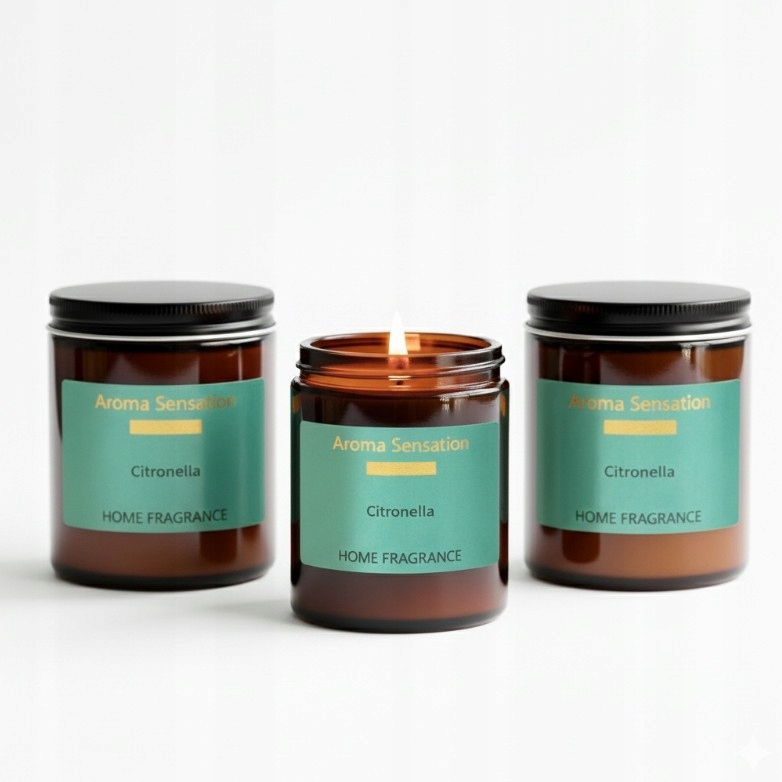 Sójová Vosková Svíčka Citronella tráva citronová Set 3 Kusů ve sklenici