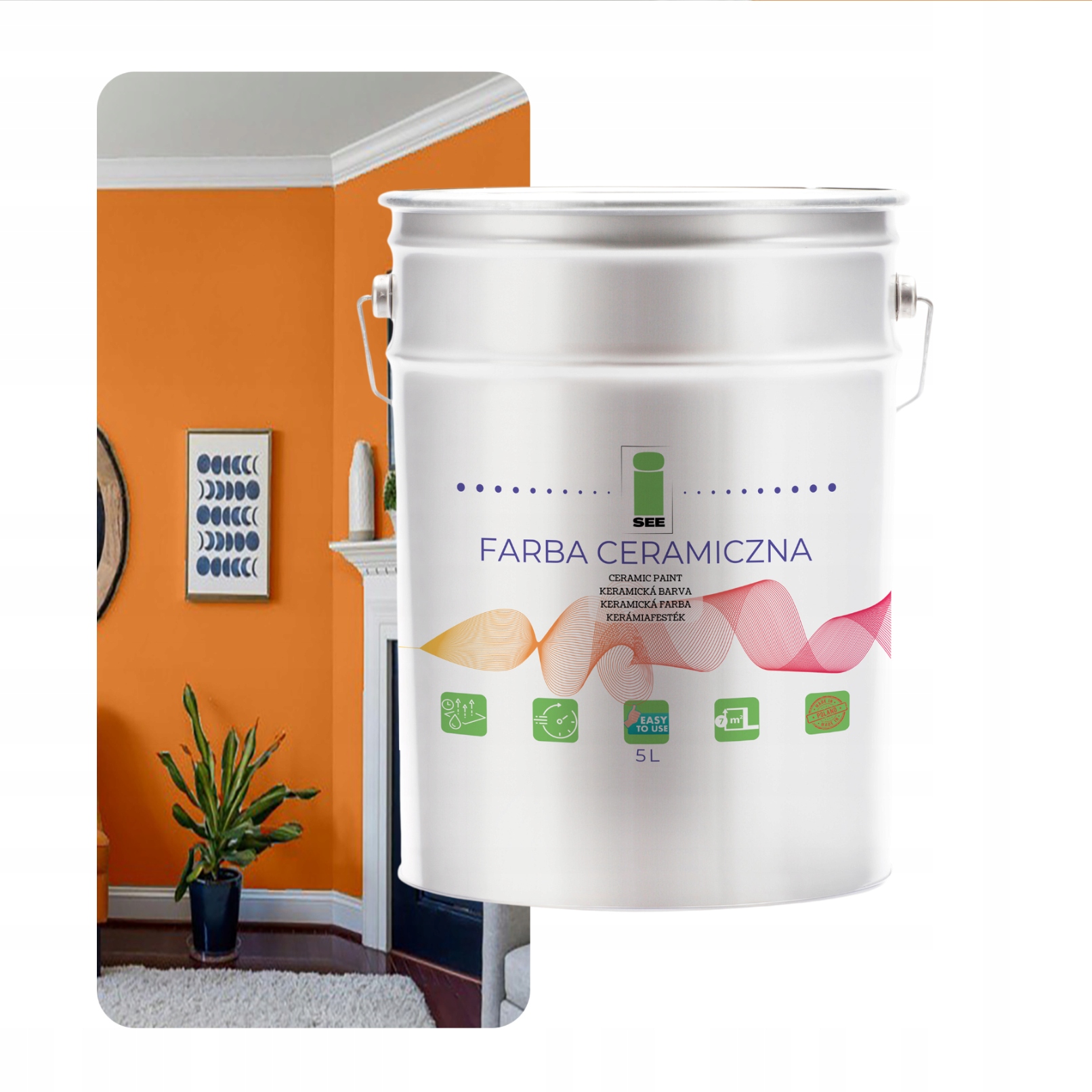 Keramická Umývateľná Farba Na Steny Medová Oranžová 5 L, Odolná Voči Škvrnám