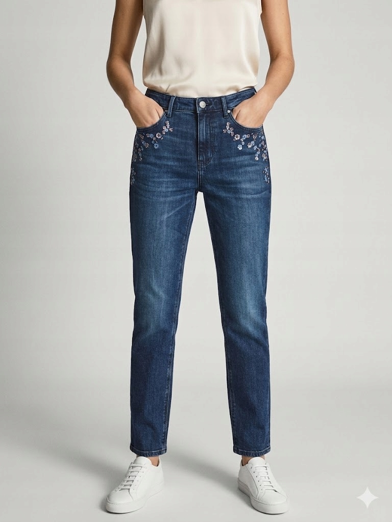 Guess Džíny S Květinovou Výšivkou A Vysokým Pasem Flitry 26/29 G_a