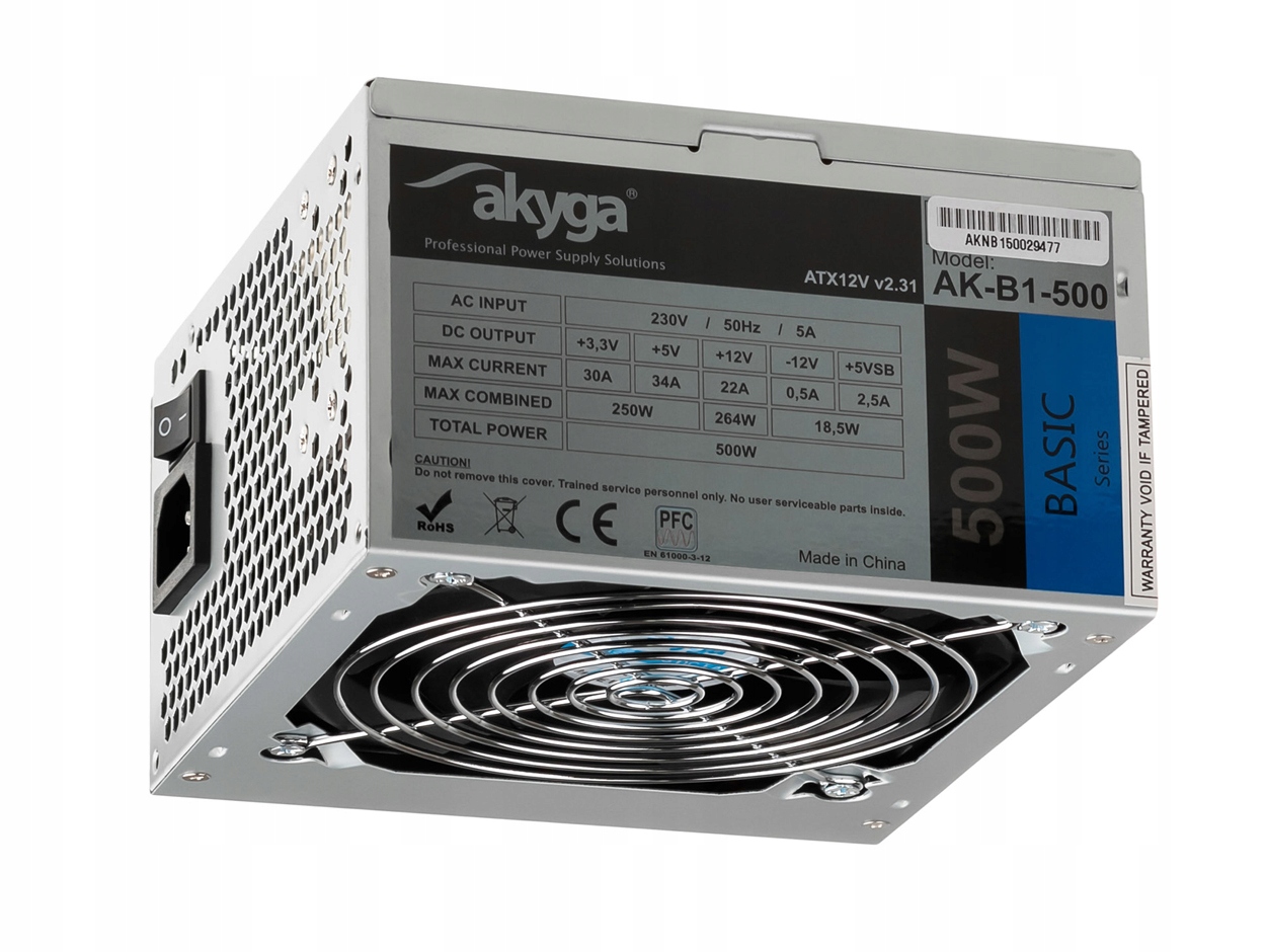 

Zasilacz Atx 500W Akyga 3XSATA 2XMOLEX Fan 12cm
