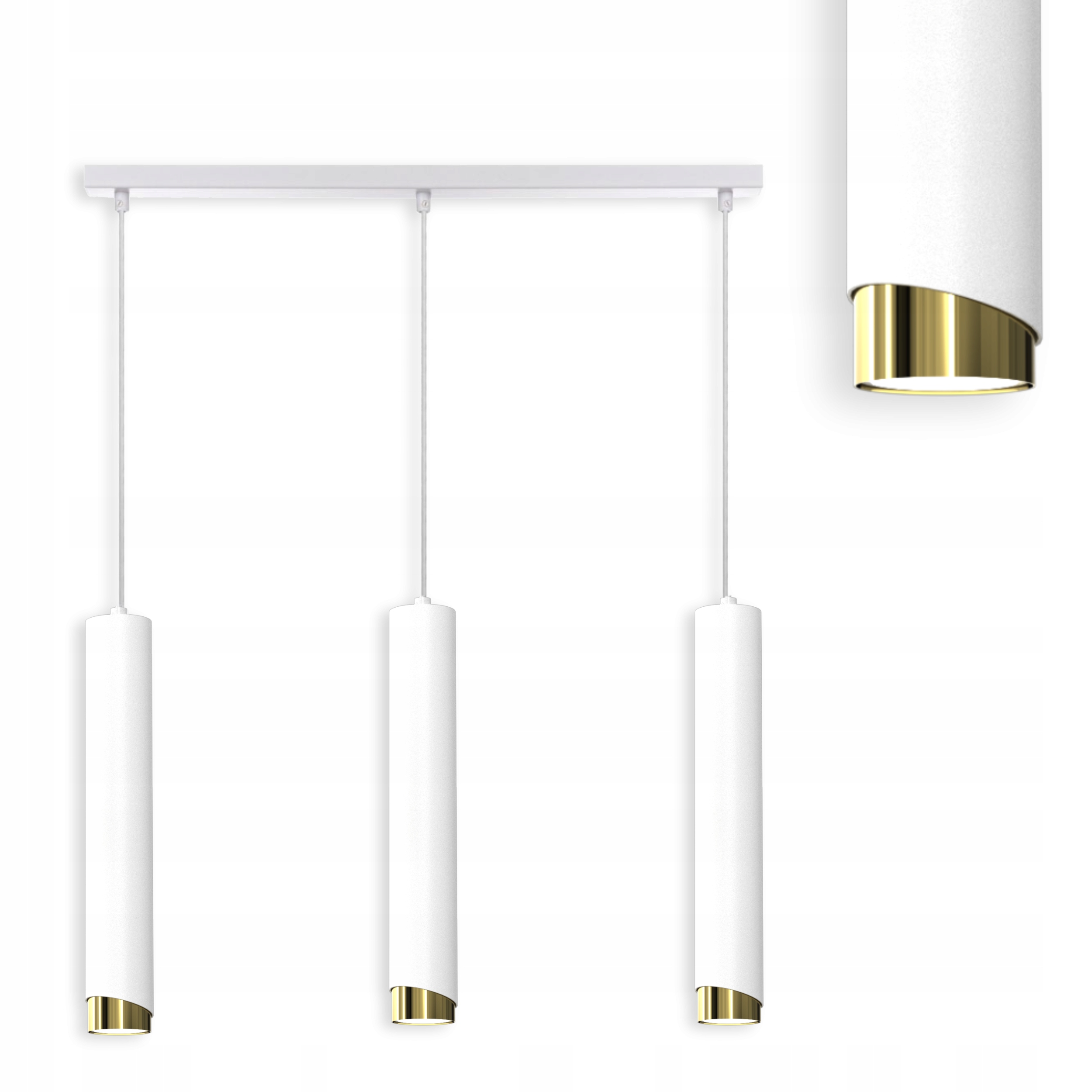 Závěsné Stropní Svítidlo Kovová Trubka GU10 Loft Spot Bílá Sopel 90 CM