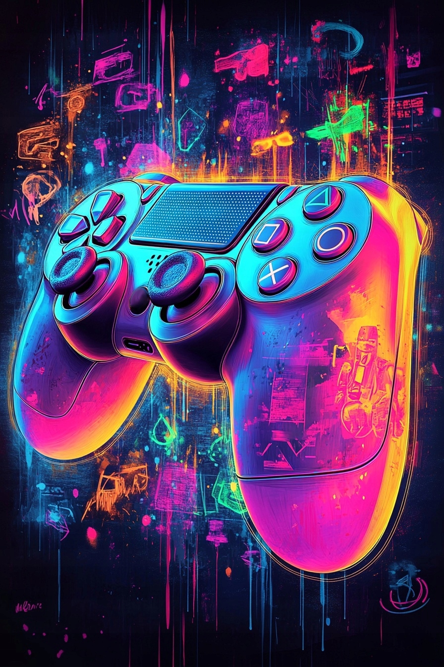 Obraz Na Plátně Canvas Gaming Hra Gamer Konzola Pad Neon Cyberpunk 80x120