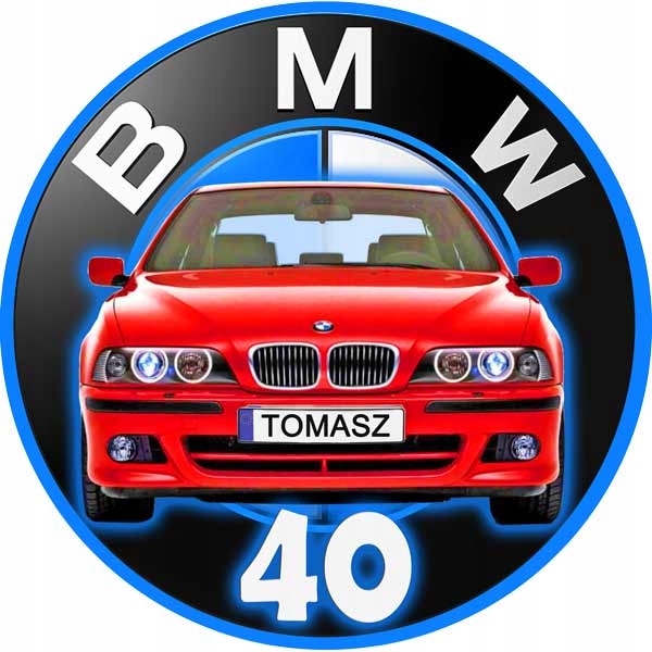 OPŁATEK na tort logo BMW front auta + imię i wiek Marka bez marki