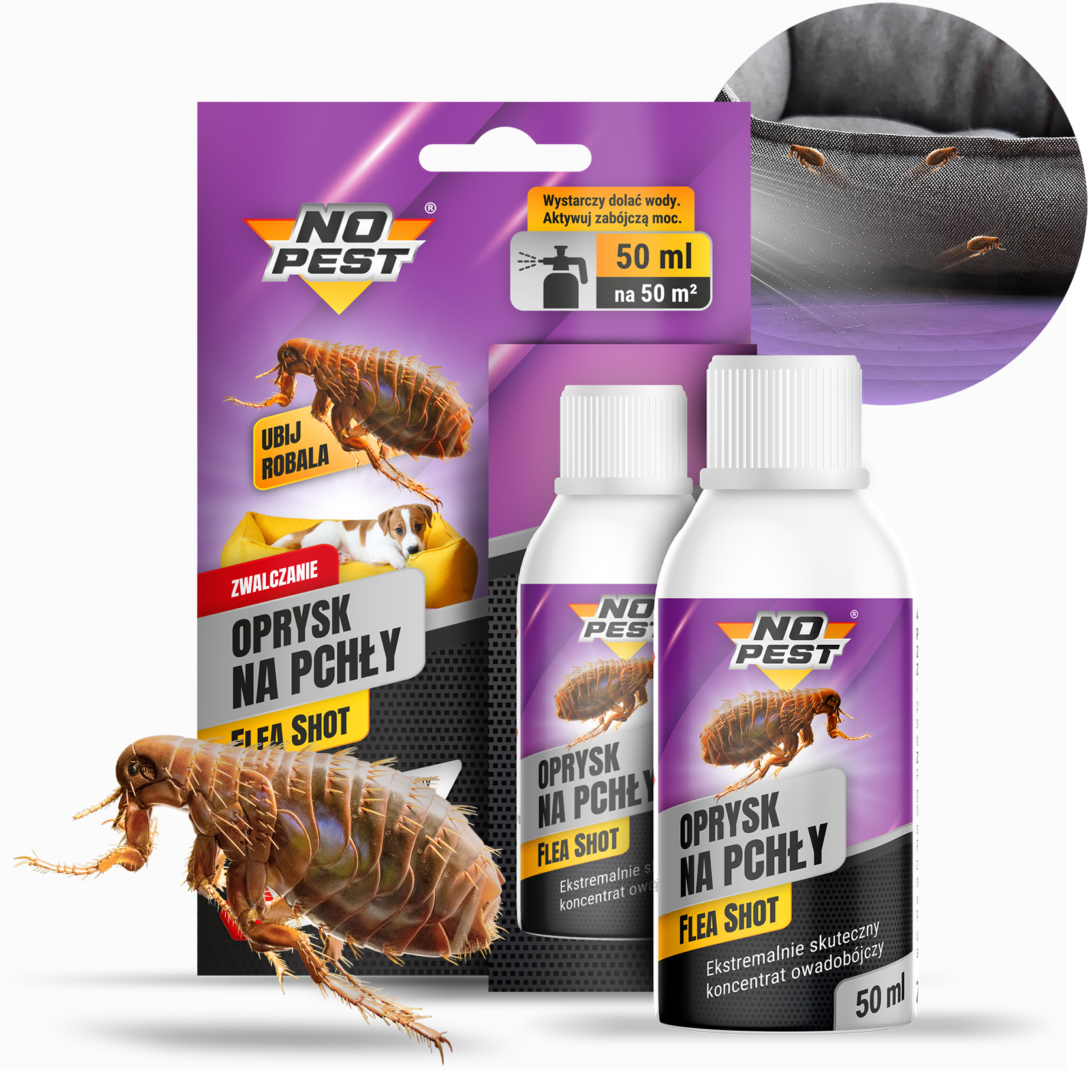OPRYSK PREPARAT PŁYN ŚRODEK NA PCHŁY PRZECIW PCHŁOM FLEA SHOT NO PEST