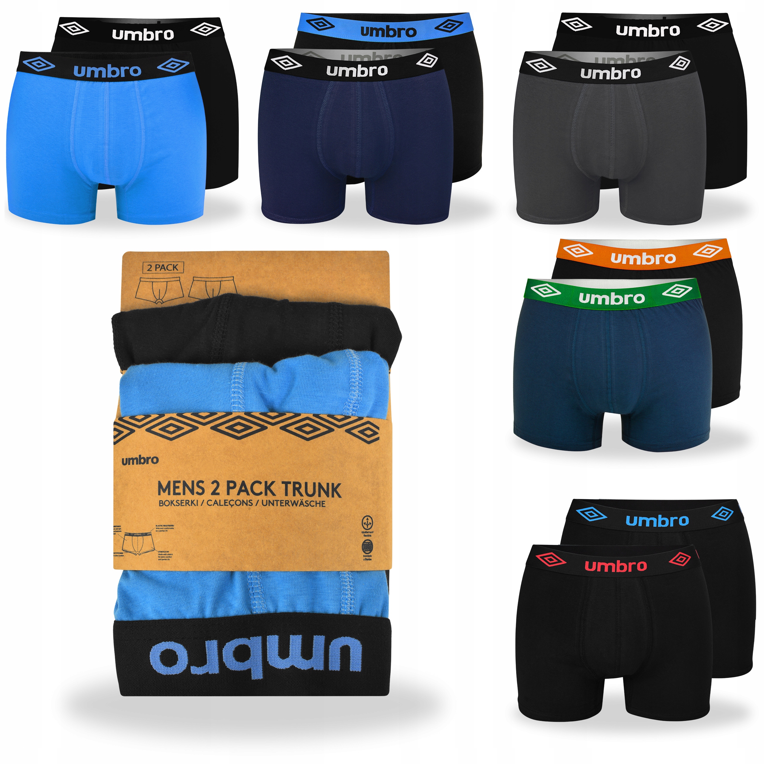 Umbro Bokserki Męskie 10 sztuk BM564 Rozmiar M