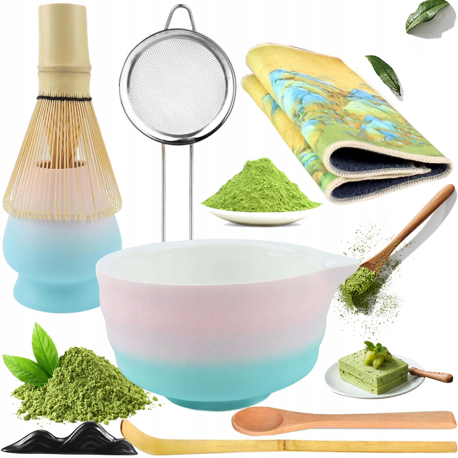 Zestaw Prezentowy Do Herbaty Matcha Miskę Do Matchy Szklankę Łyżeczkę 8EL