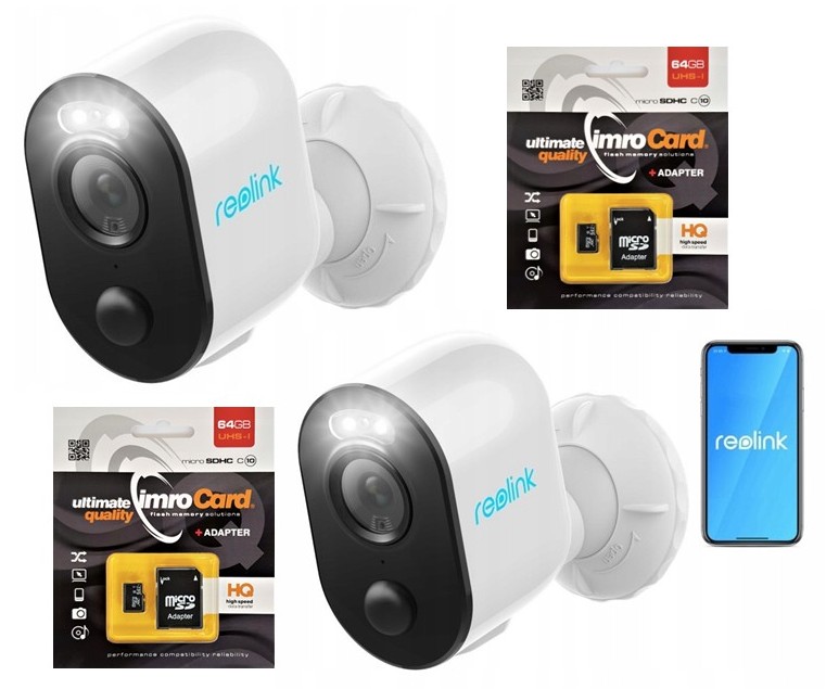 Sada 2x kamera Reolink Argus B330 5MP akumulátor WiFi 2x 64GB Karta