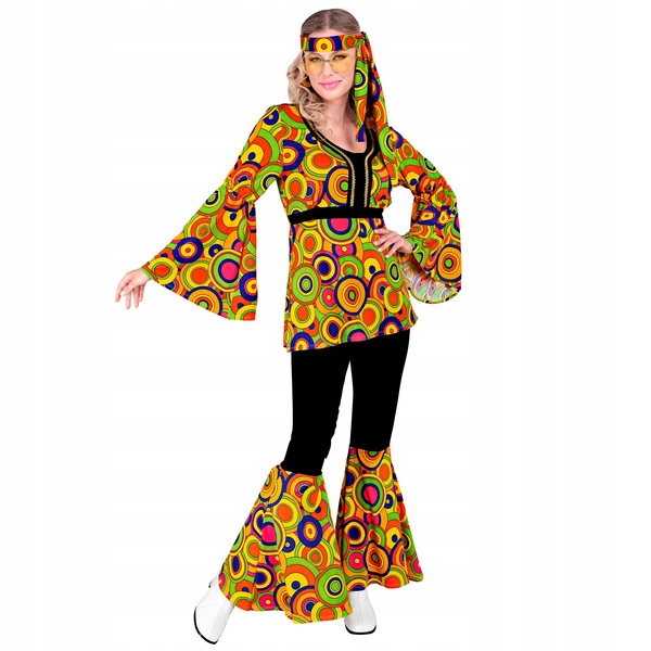 Kostým Groovy Multicolor Kolečka 70. Léta Hippie Xs