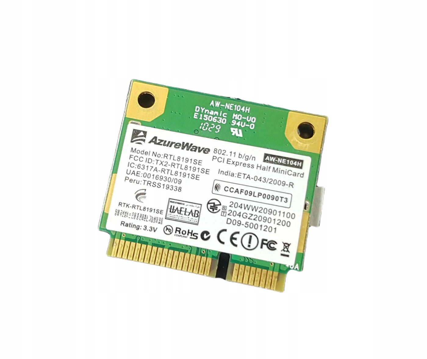 KARTA SIECIOWA WIFI AZUREWAVE AW-NE104H 802.11 BGN miniPCIe Producent AzureWave