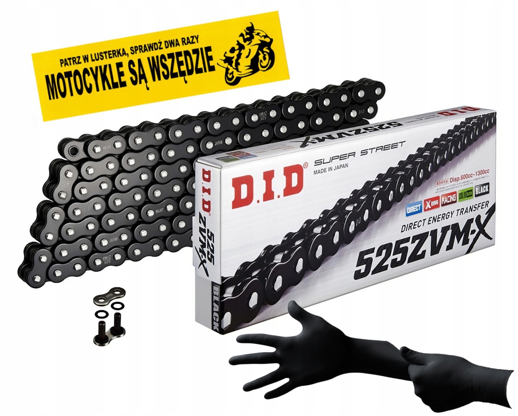 ŁAŃCUCH NAPĘD-OWY DID 525 ZVMX2 BK 118 OGNIW BLACK EDITION