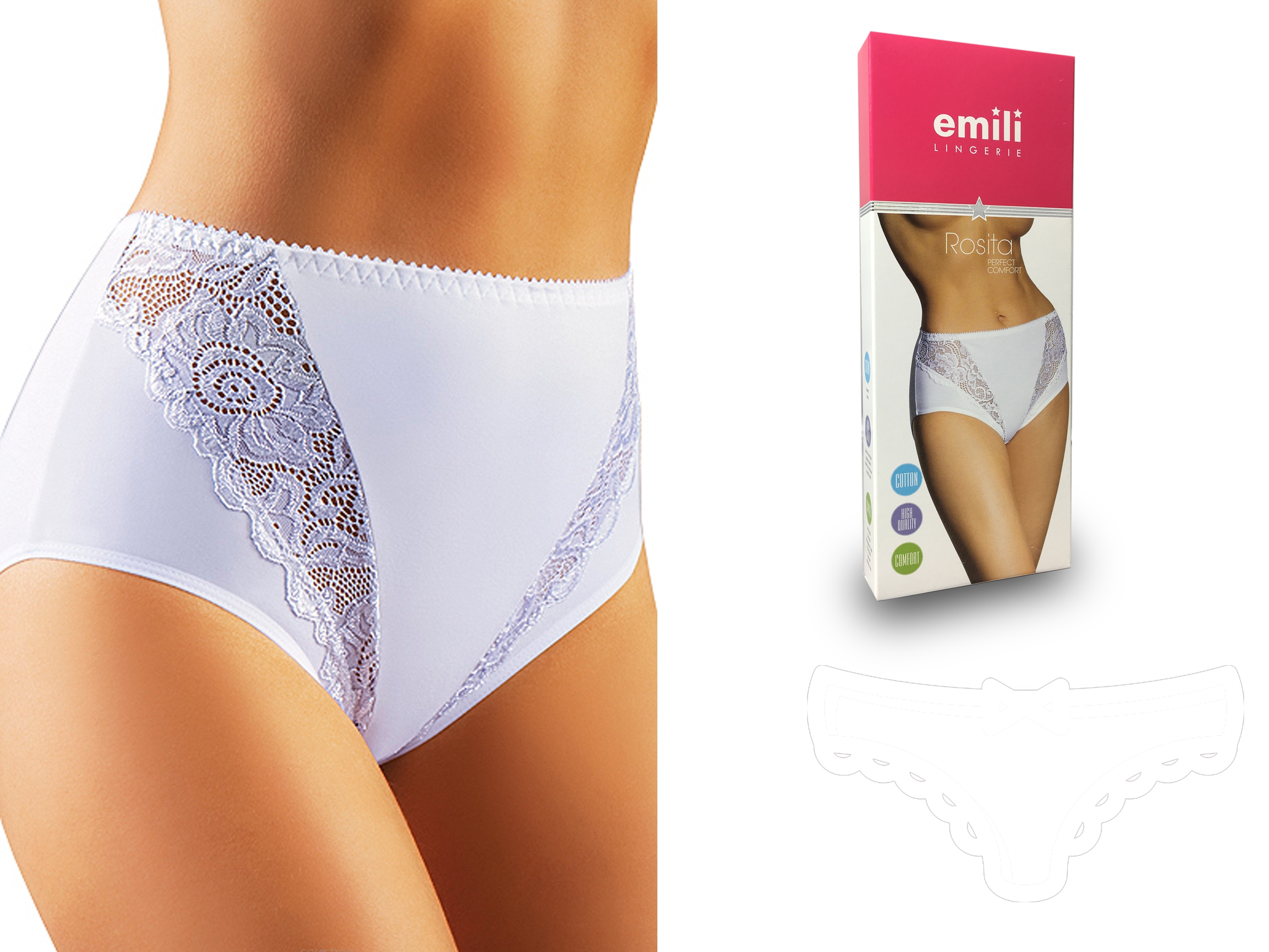 

Rosita Koronkowe Figi Bawełna Emili biały 2XL