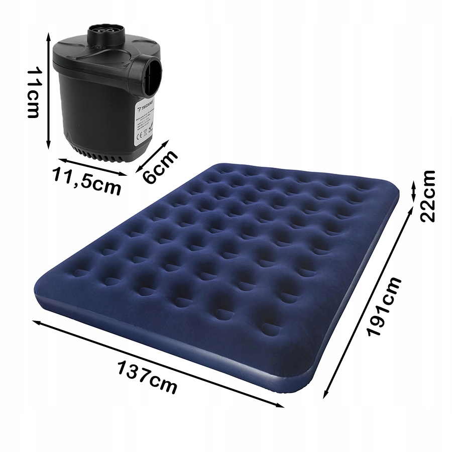 MATERAC DMUCHANY WELUROWY DWUOSOBOWY BESTWAY 191x137 cm +POMPKA ELEKTRYCZNA Kolor dominujący odcienie niebieskiego